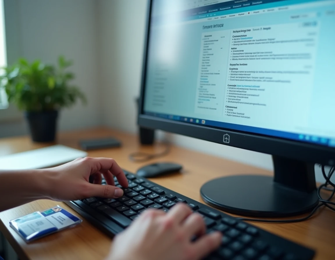 Écran d'ordinateur affichant l'extranet GTM La Poste avec les menus planning et droits visibles depuis un bureau à domicile