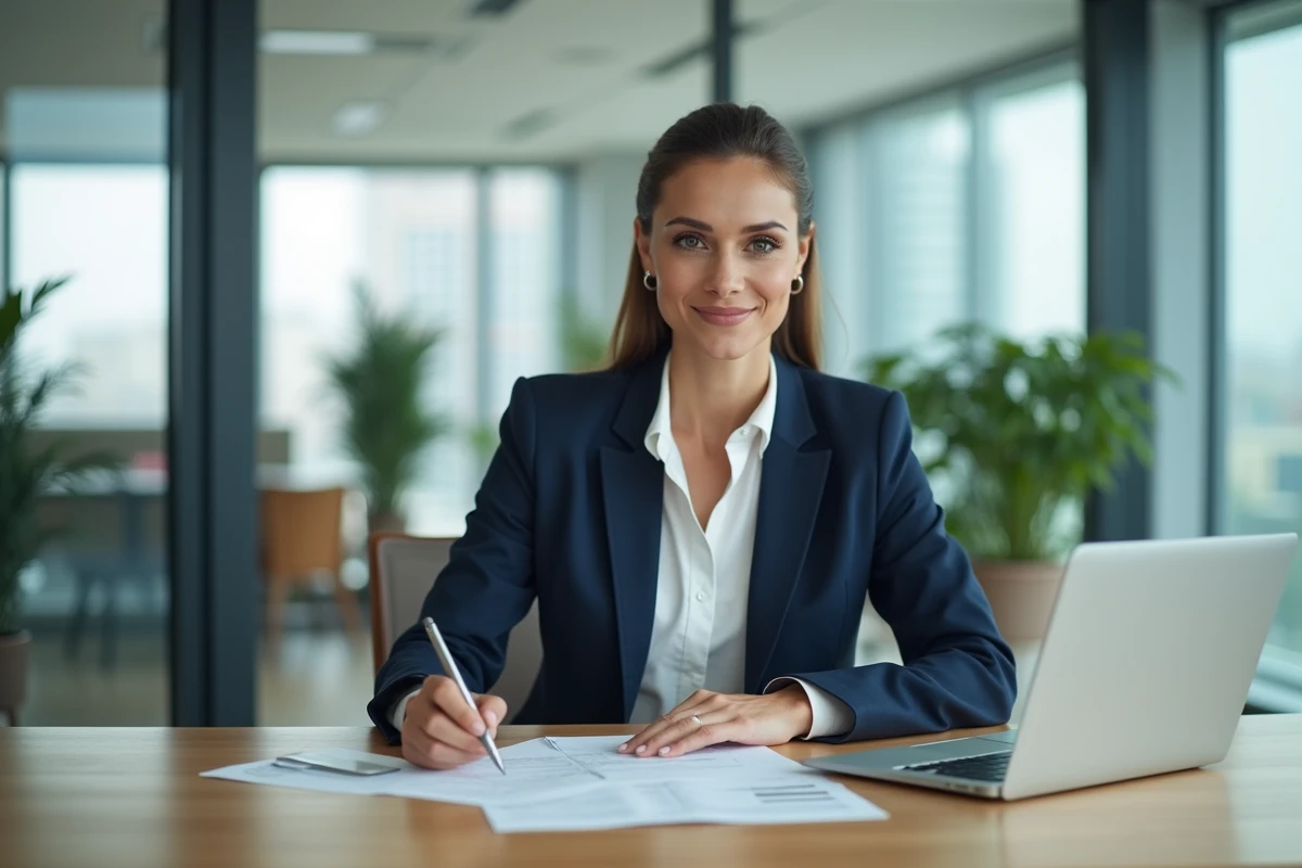 Femme d'affaires confiante dans un bureau moderne