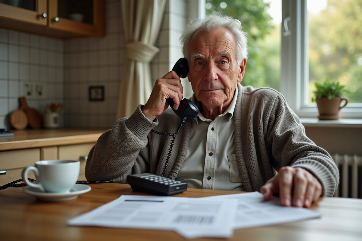 Homme âgé appelant le service client pour signaler la non-réception de son magazine Télé Z
